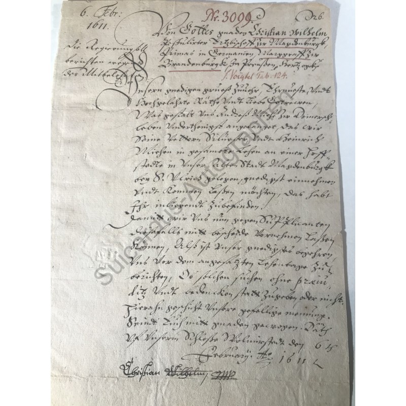Wolmirstedt, 6. Februar 1611 - Brief mit eigenhändiger Unterschrift