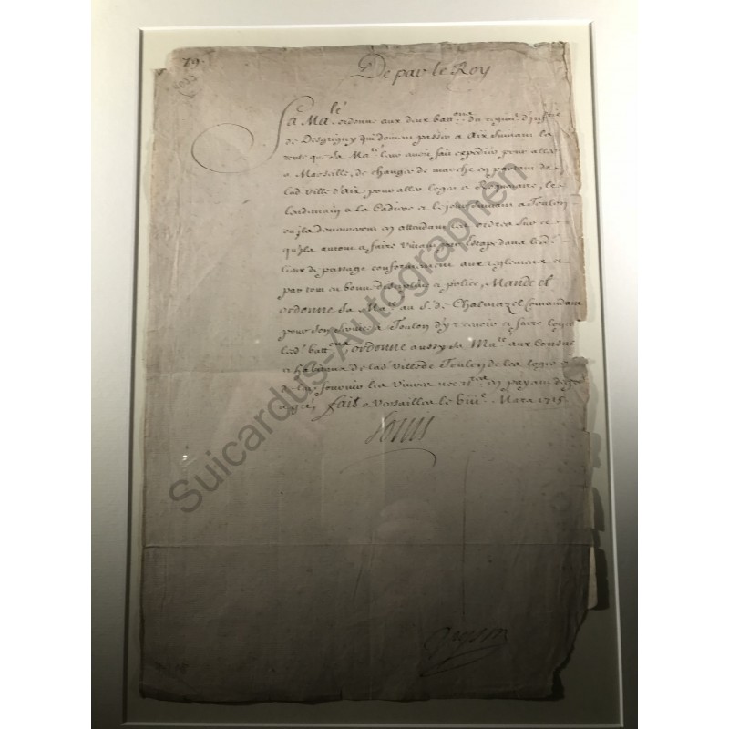 Versailles, 8. März 1715 - Schriftstück mit eigenhändiger Unterschrift