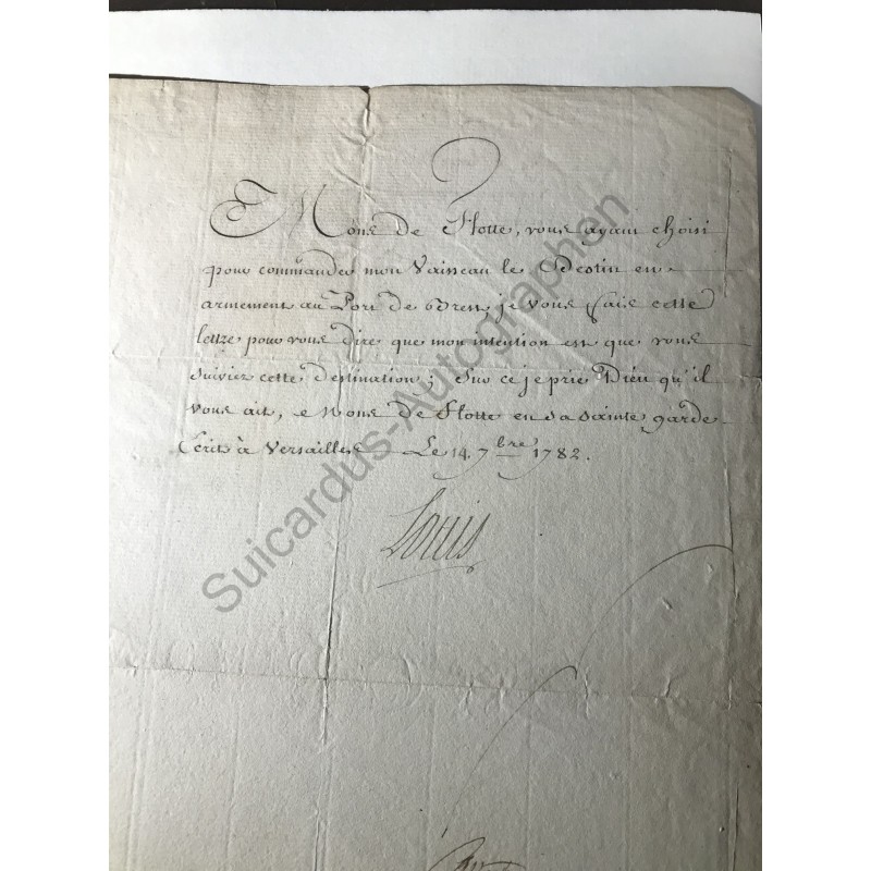 Versailles, 14. September 1782 - Schriftstück mit Sekretärsunterschrift