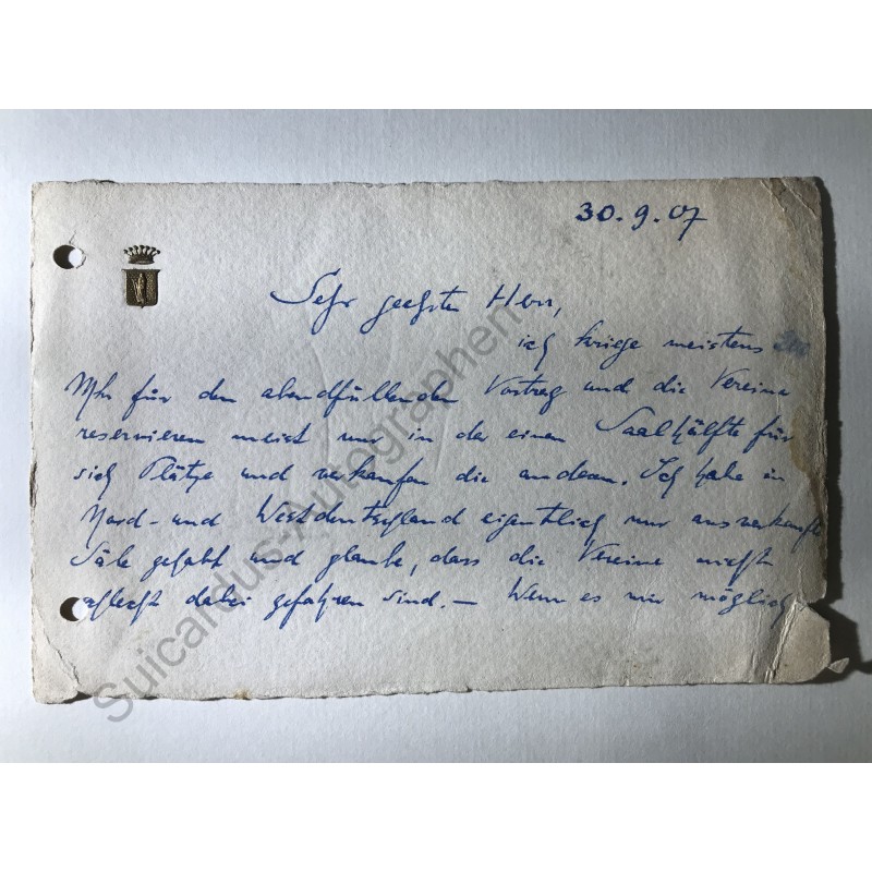 Salis bei Kohren, 30. September 1907 - Brief mit eigenhändiger Unterschrift