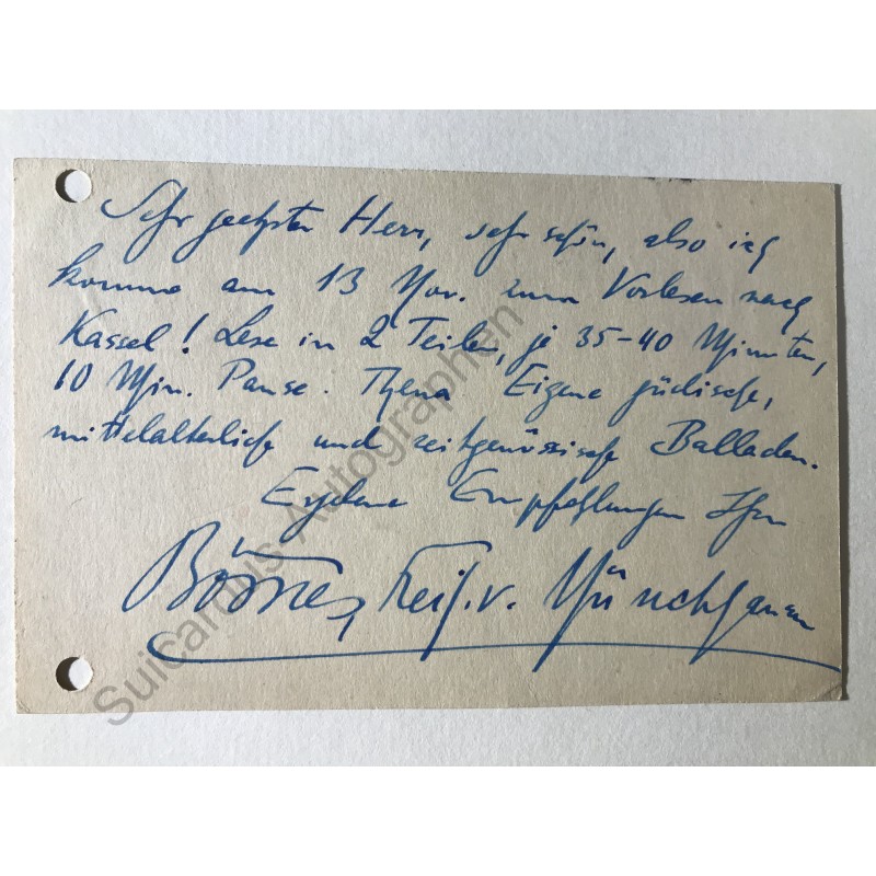 Salis bei Kohren, Postkarte mit eigenhändiger Unterschrift