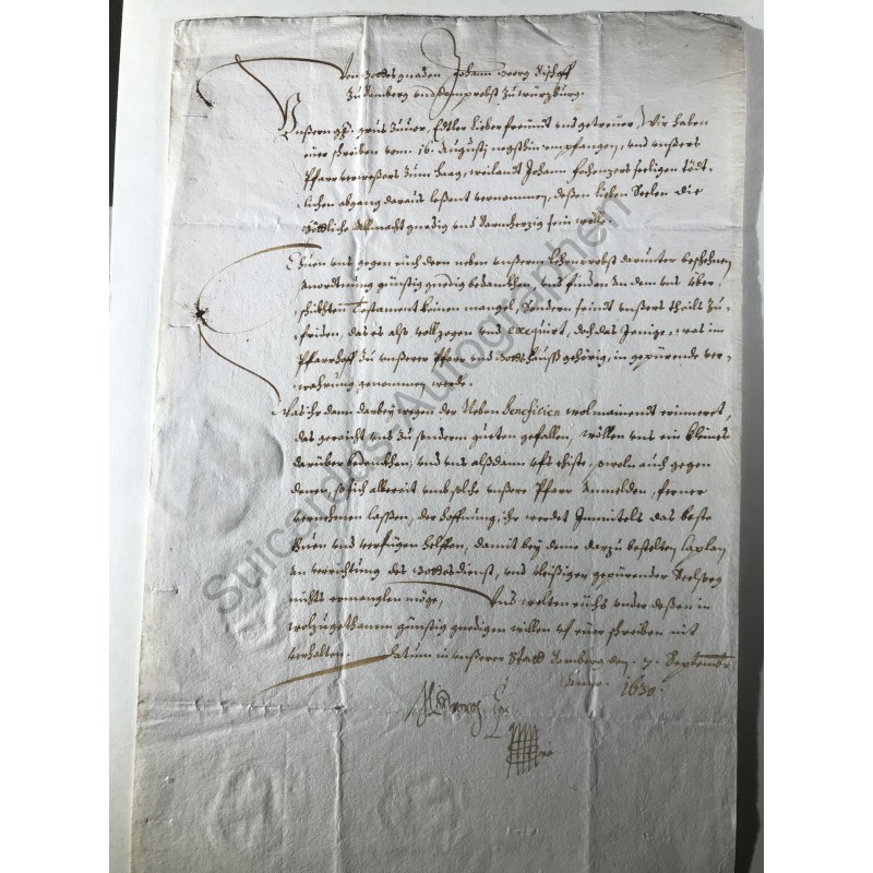 Bamberg, 7. September 1630 - Brief mit eigenhändiger Unterschrift