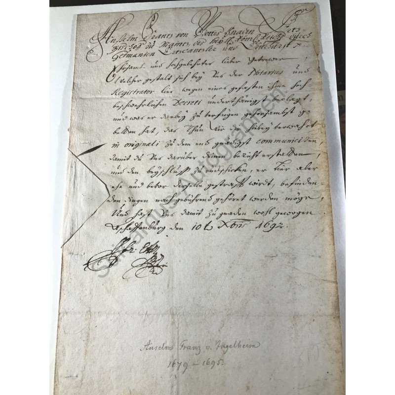 Aschaffenburg, 10.12.1692 - Brief mit eigenhändiger Unterschrift