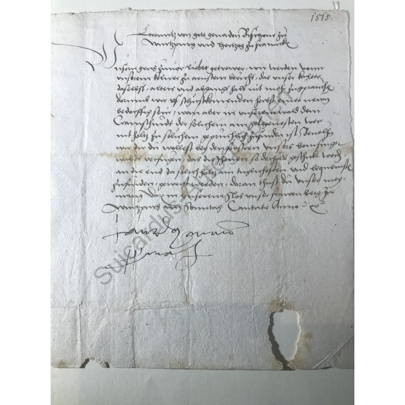 Würzburg, 6. Mai 1515 - Schreiben mit eigenhändiger Unterschrift