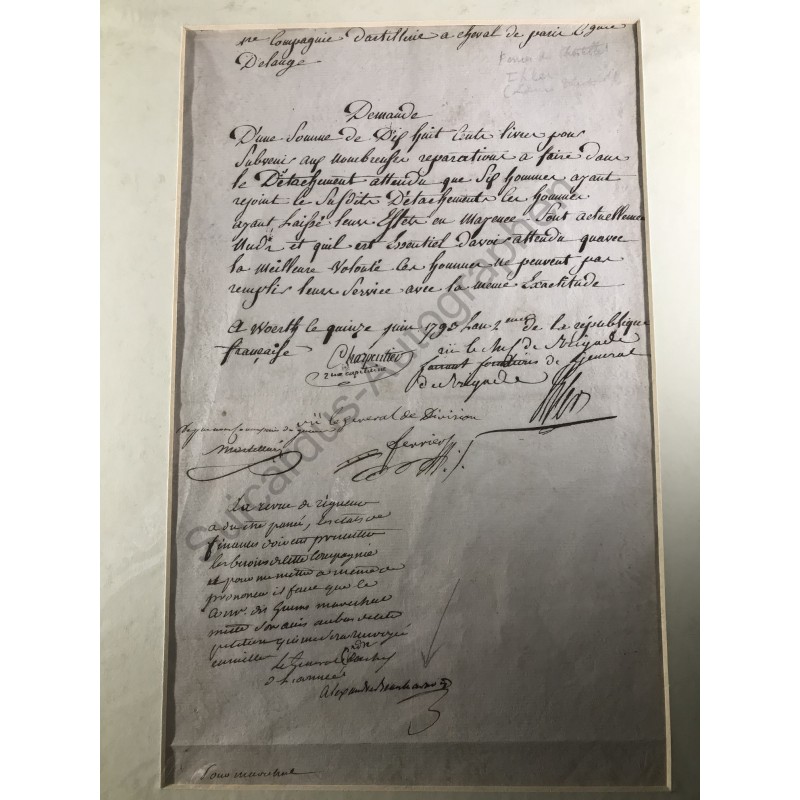 Wörth, 15. Juni 1793 - Schriftstück mit eigenhändiger Unterschrift