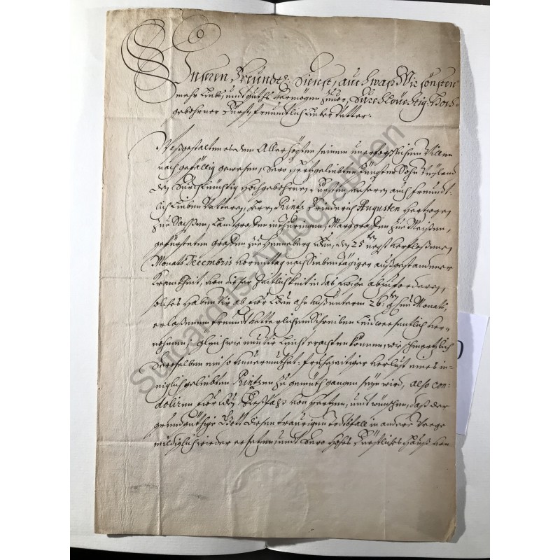 Breslau, 12. Januar 1708 - Brief mit eigenhändiger Unterschrift