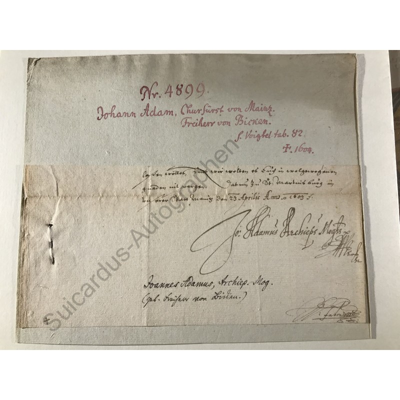 Mainz 1603 - Brieffragment mit eigenhändiger Unterschrift