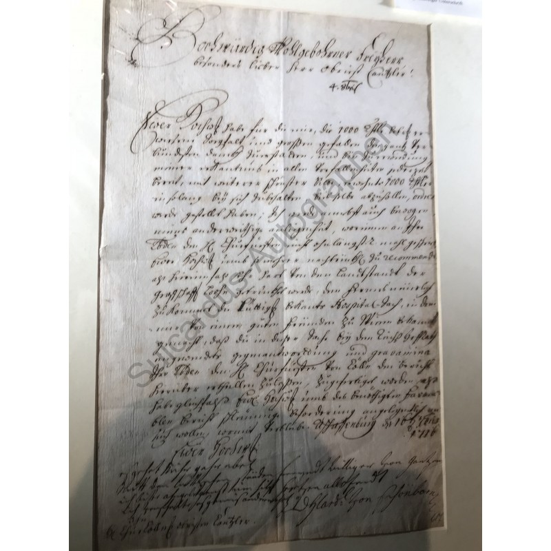 Aschaffenburg, 16.09.1716 - Brief mit eigenhändiger Unterschrift