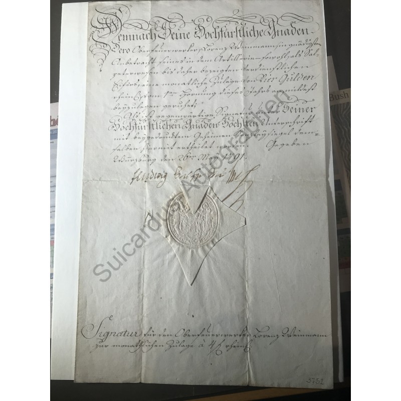 Würzburg, 26. Mai 1791 - Urkunde mit eigenhändiger Unterschrift