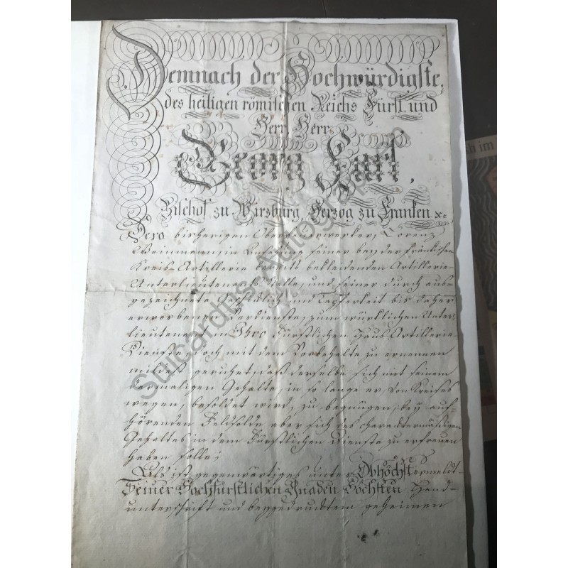 Würzburg, 1. Januar 1797 - Beförderungsurkunde mit eigenhändiger Unterschrift