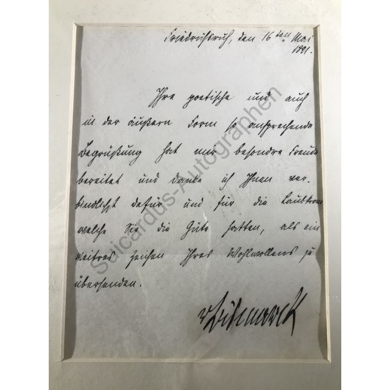 Friedrichsruh, 16. Mai 1891 - Brief mit eigenhändiger Unterschrift