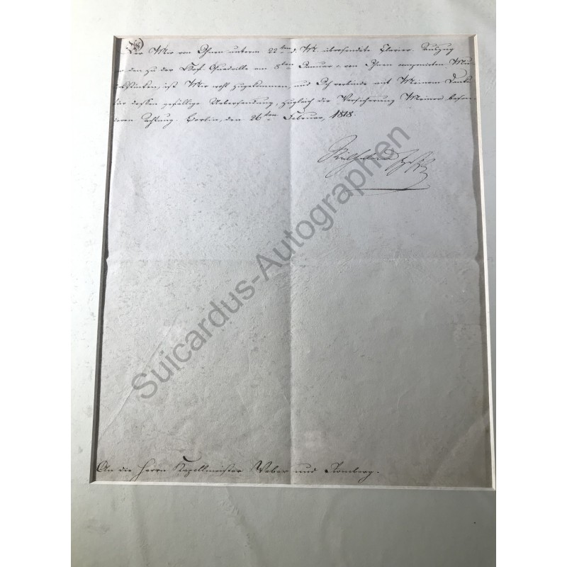 Berlin, 26. Februar 1818 - Brief mit eigenhändiger Unterschrift