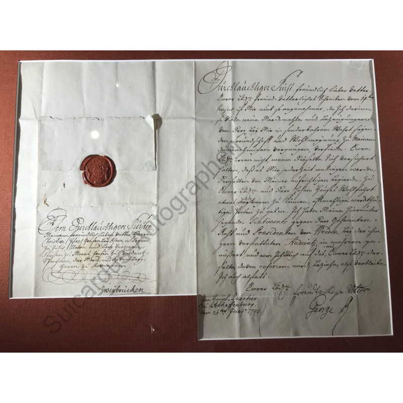 Aschaffenburg, 26. 06.1743 - Brief mit eigenhändiger Unterschrift und Lacksiegel