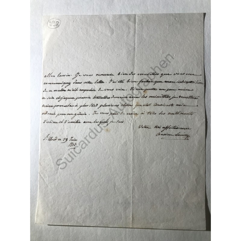 St. Cloud, 29. Juni 1813 - Brief mit eigenhändiger Unterschrift