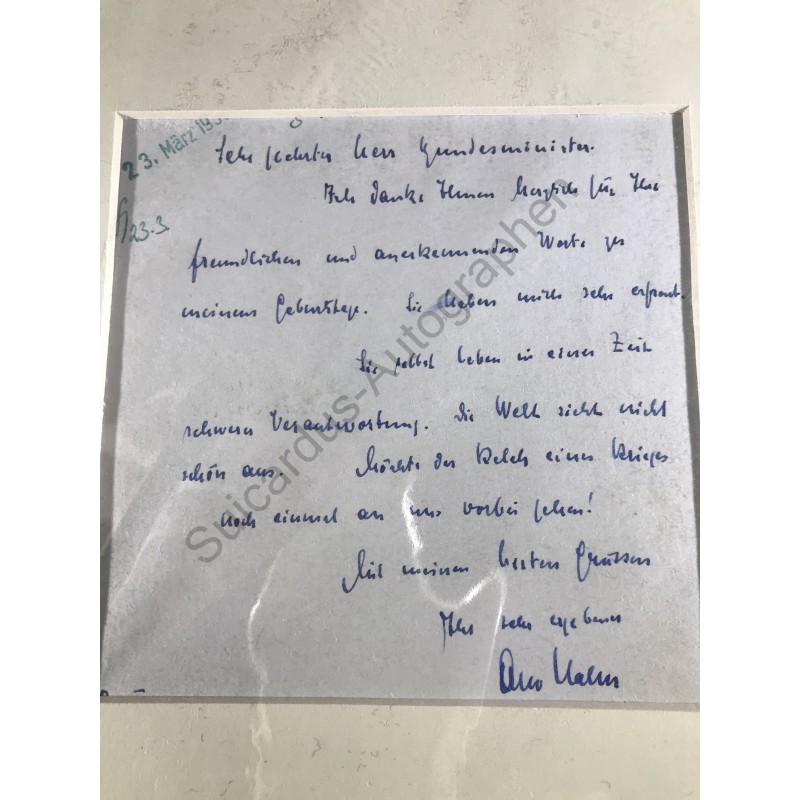 Göttingen, 21. März 1959 - Brief mit eigenhändiger Unterschrift