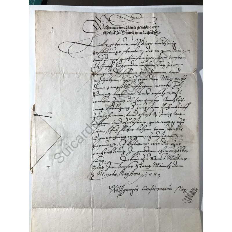 Mainz, 8. Mai 1583 - Brief mit eigenhändiger Unterschrift