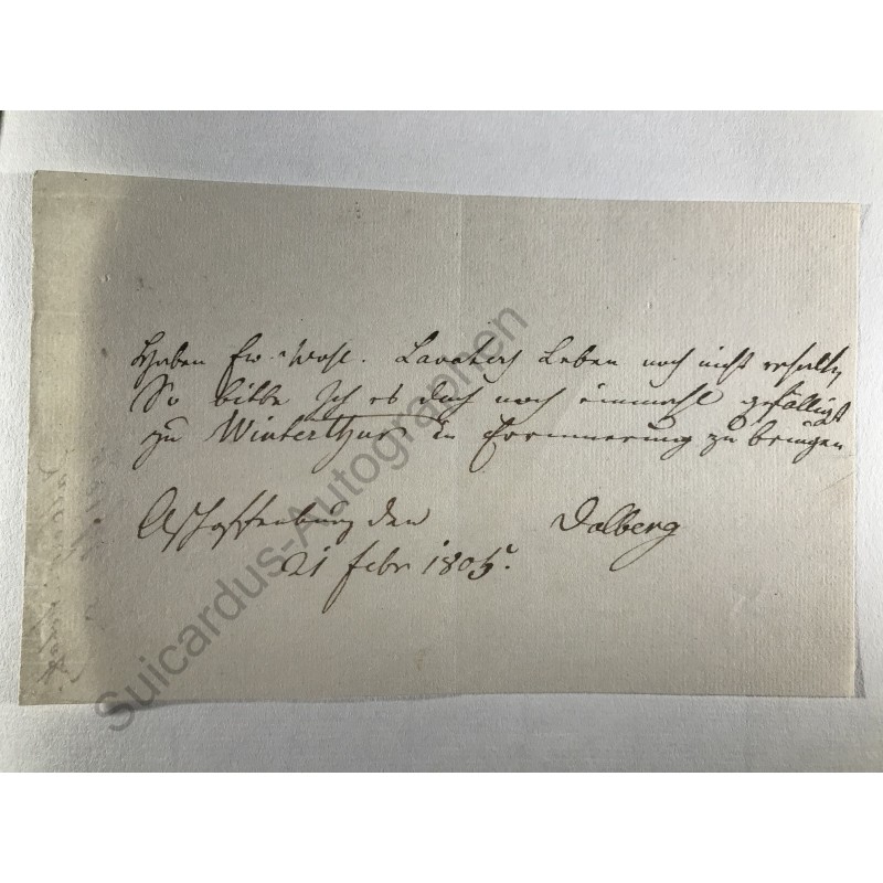 Aschaffenburg, 21.02.1805 - Billet mit eigenhändiger Unterschrift