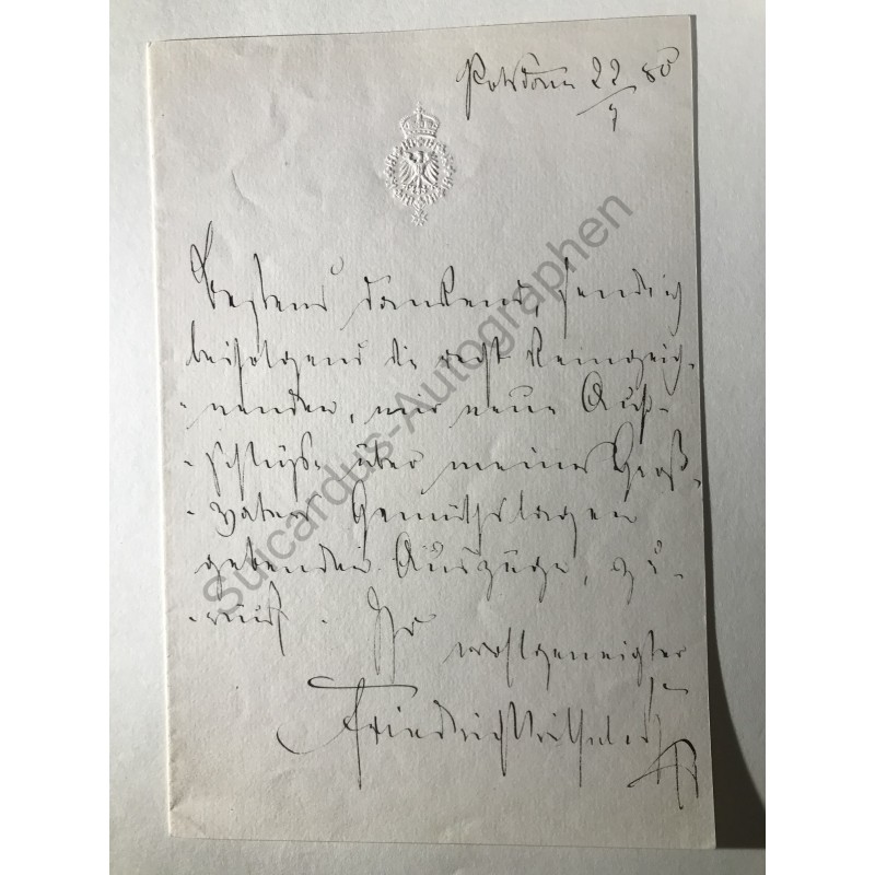 Potsdam, 22. Juli 1880 - Brief mit eigenhändiger Unterschrift