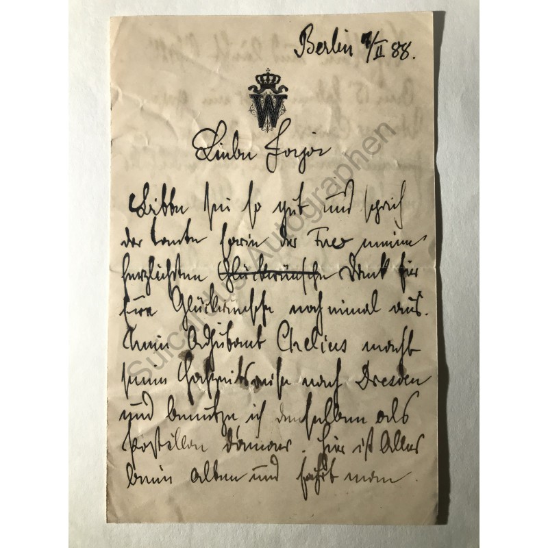 Berlin, 7. Februar 1888 - Brief mit eigenhändiger Unterschrift