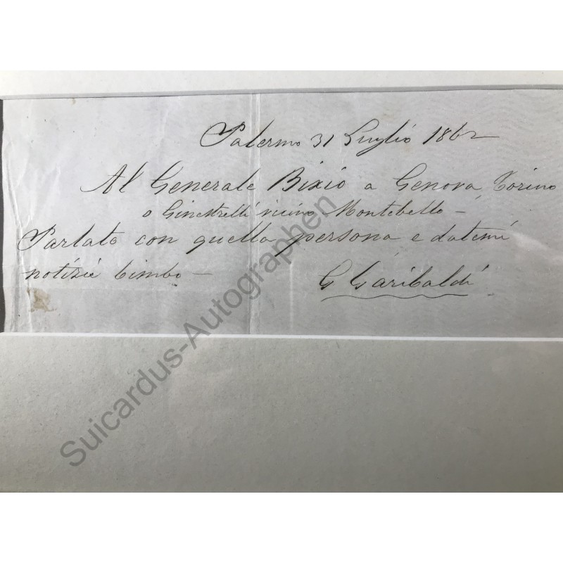 Palermo, 31. Juli 1862 - Schriftstück mit eigenhändiger Unterschrift