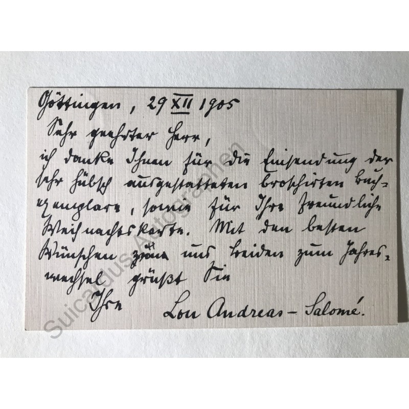 Göttingen, 29. 12.1905 - Briefkarte mit eigenhändiger Unterschrift