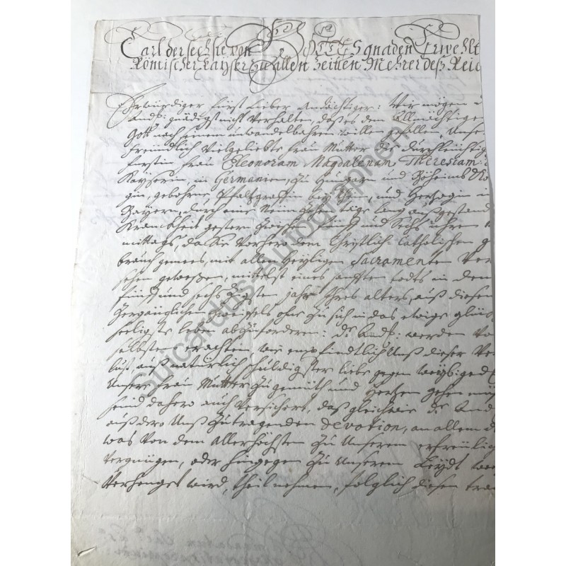 Wien, 20. Januar 1720 - Brief betreffend den Tod seiner Mutter