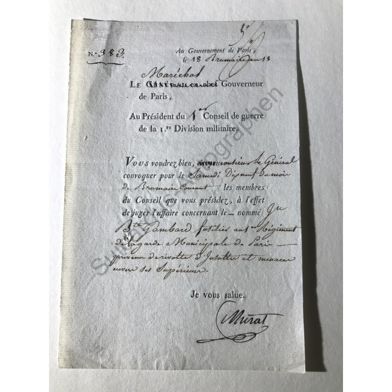 Paris, 9. November 1804 - Aufforderung mit eigenhändiger Unterschrift