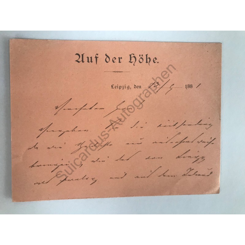 Leipzig, 13. September 1881 - Brief mit eigenhändiger Unterschrift