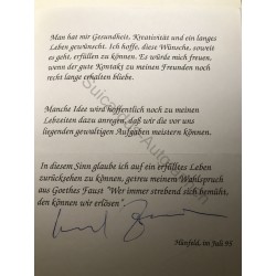 Hünfeld, Juli 1995 - Dankschreiben und Porträtfoto mit eigenhändiger Unterschrift