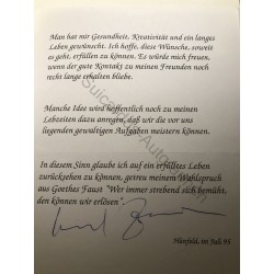 Hünfeld, Juli 1995 - Dankschreiben und Porträtfoto mit eigenhändiger Unterschrift