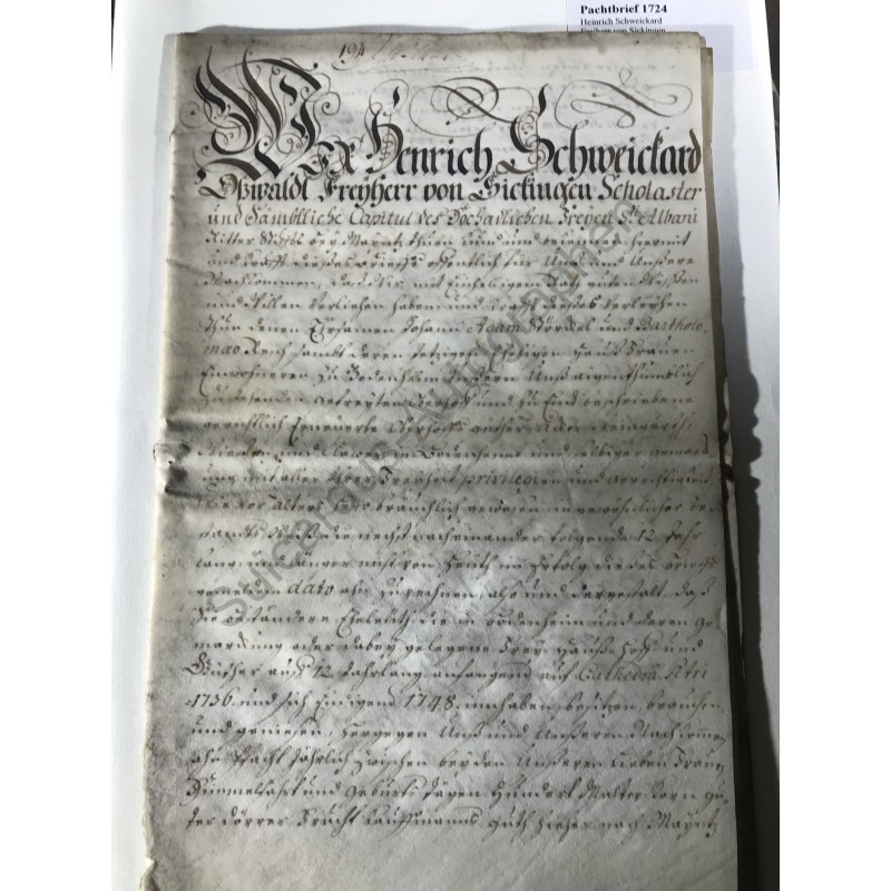 Bodenheim, 01.08.1724 - Pachtbrief