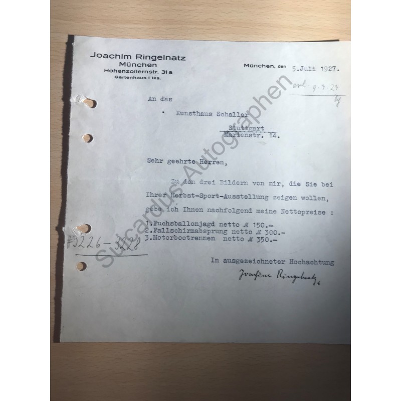 München | 05.07.1927, Brief mit eigenhändiger Unterschrift