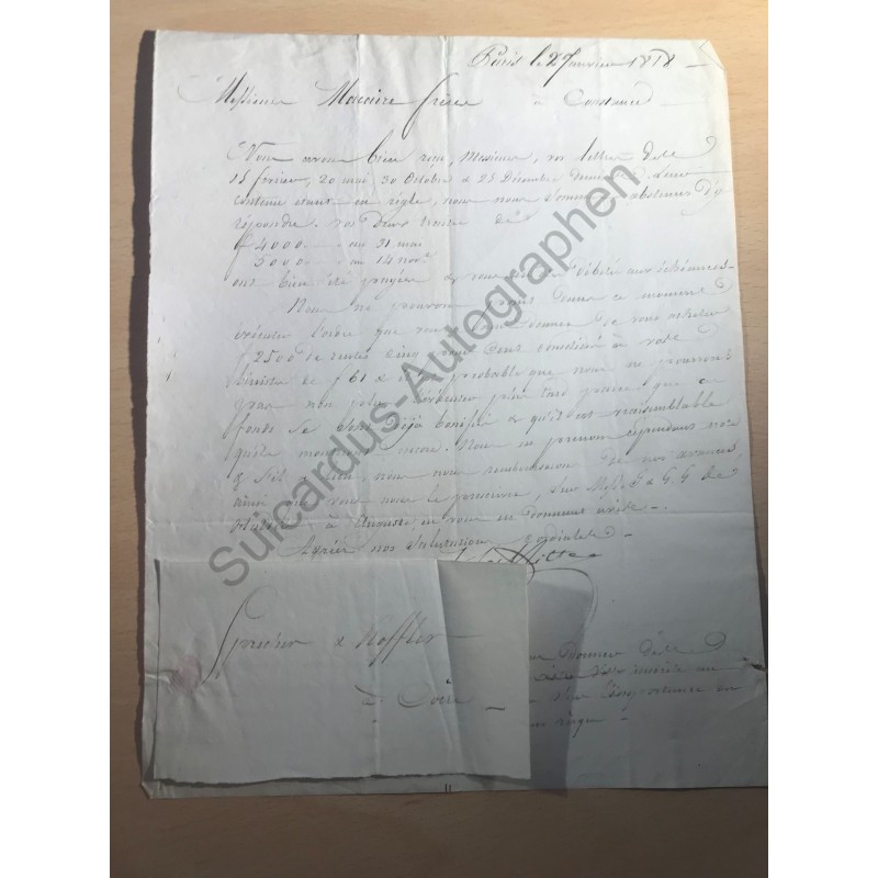 Paris | 02.01.1818, Schreiben mit eigenhändiger Unterschrift