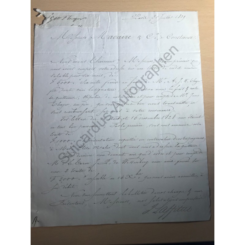 Paris | 30.07.1829, Schreiben mit eigenhändiger Unterschrift