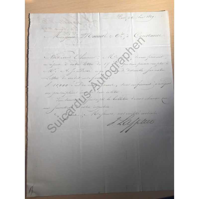 Paris | 24.08.1829, Schreiben mit eigenhändiger Unterschrift