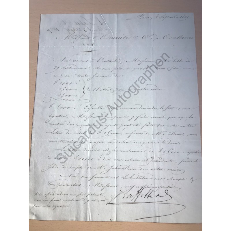 Paris | 03.09.1829, Schreiben mit eigenhändiger Unterschrift