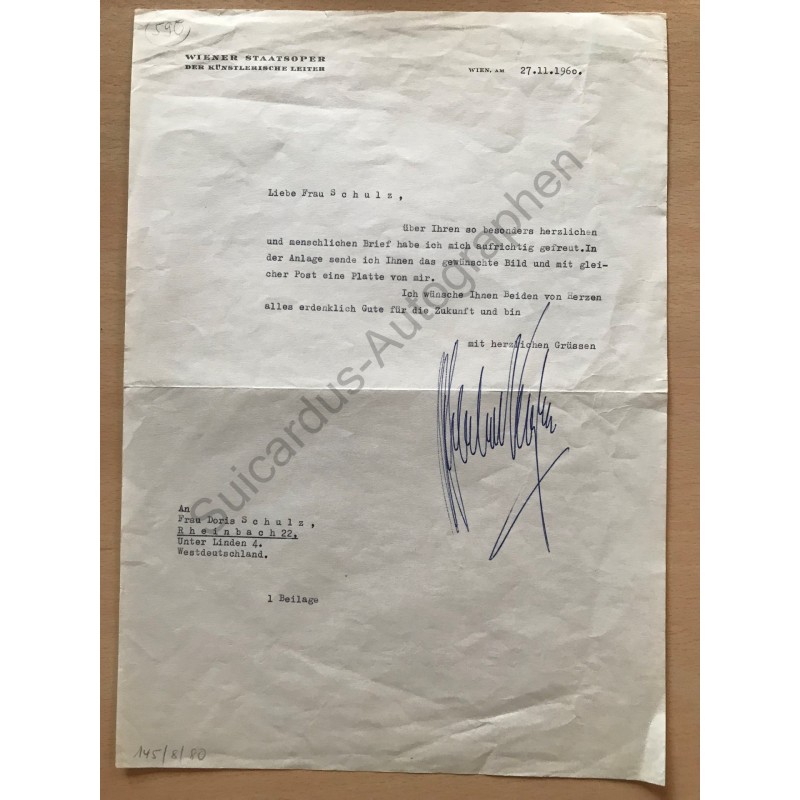 Wien | 27.09.1960, Brief mit eigenhändiger Unterschrift