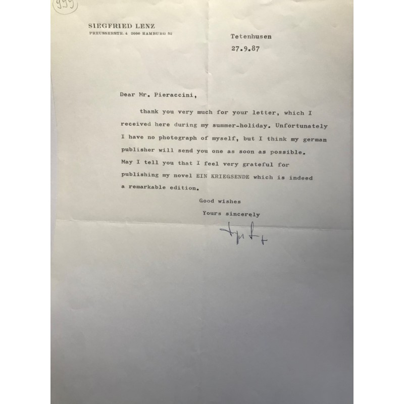 Tetenhusen | 27.09.1987, Brief mit eigenhändiger Unterschrift