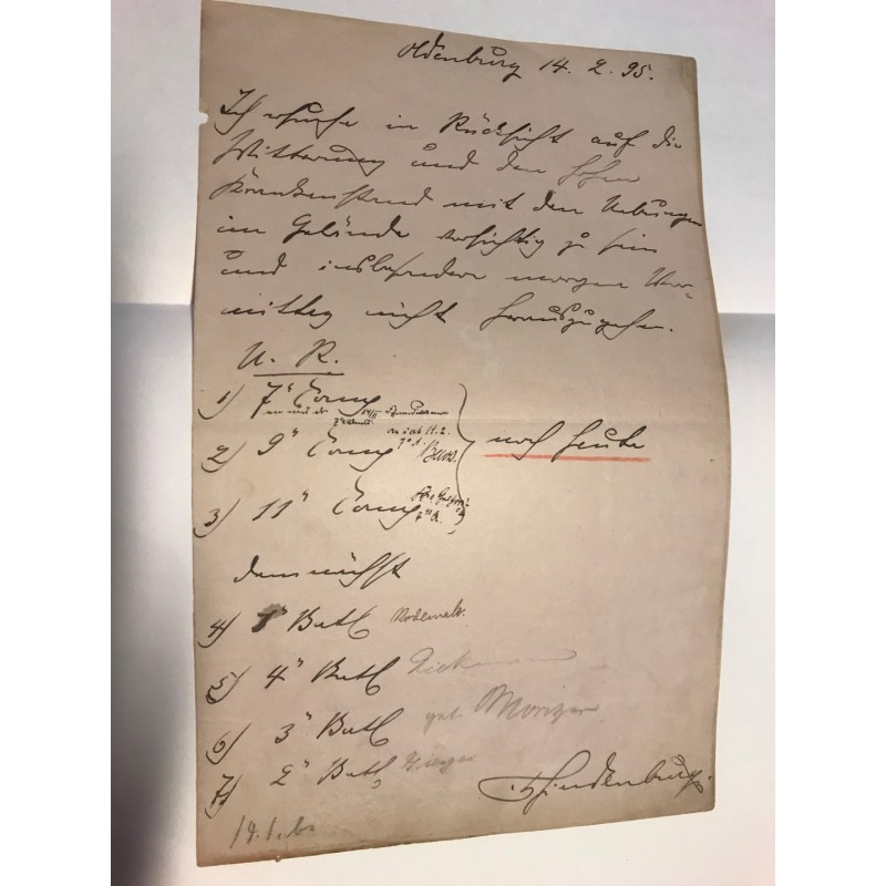 Oldenburg, 1895 - Regimentsanweisung mit eigenhändiger Unterschrift