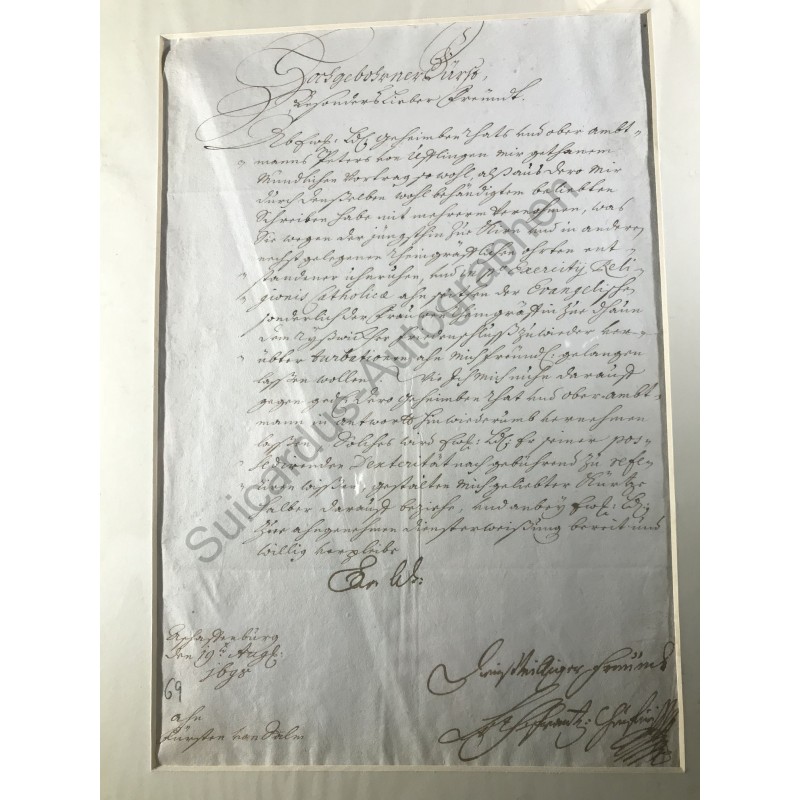 Aschaffenburg, 19. 08.1698 - Brief mit eigenhändiger Unterschrift