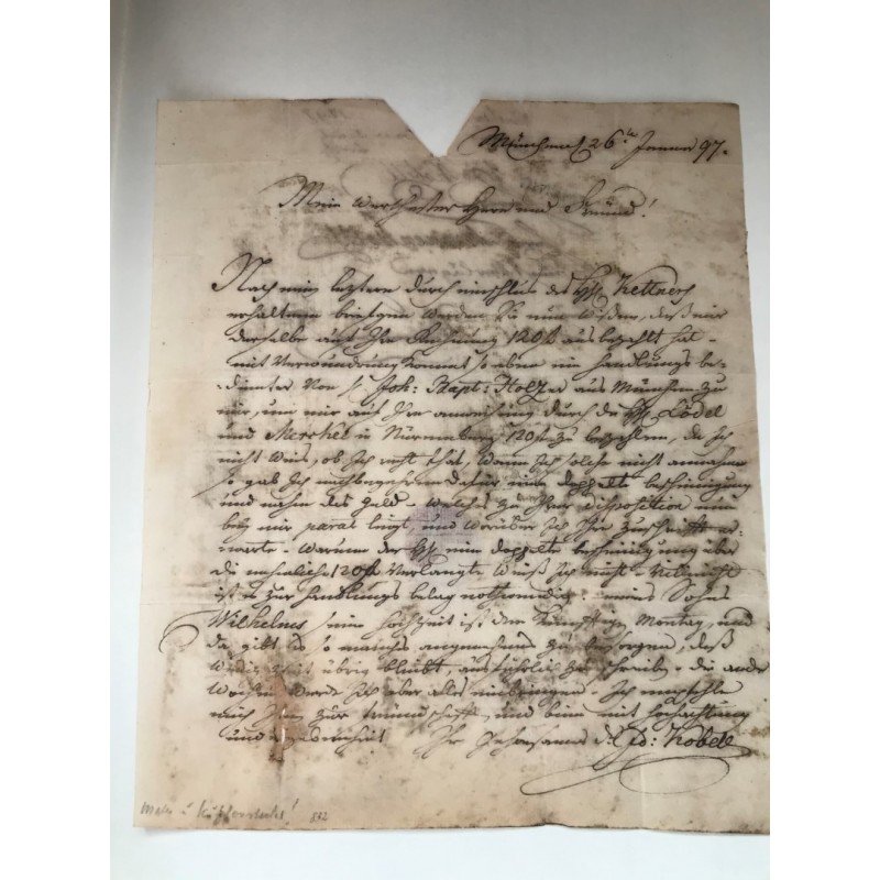 München, 26.01.1797, Eigenhändiger Brief an einen Kunstverleger