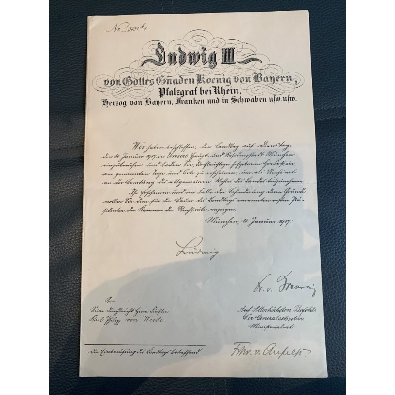 München, 10. Januar 1917 - Einladung zur Teilnahme am Bayerischen Landtag