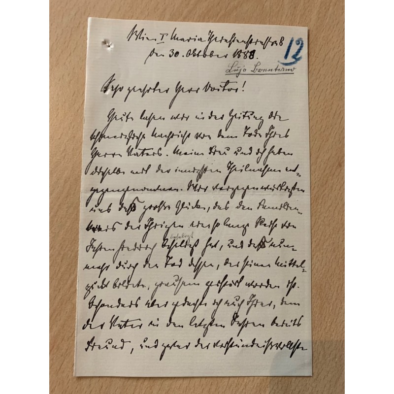 Wien | 30.10.1888, Eigenhändiges Schreiben mit Unterschrift