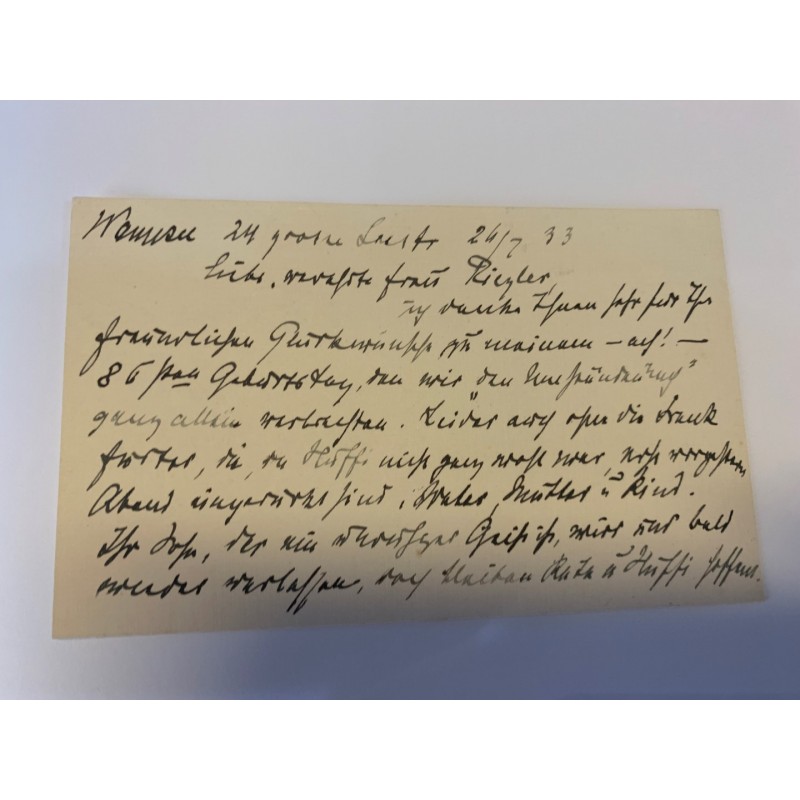 Berlin (Wannsee), 24. Juli 1933 - Eigenhändige Briefkarte mit Unterschrift