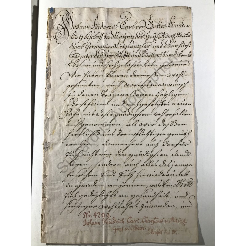 Mainz, 17. Januar 1753 - Brief mit eigenhändiger Unterschrift