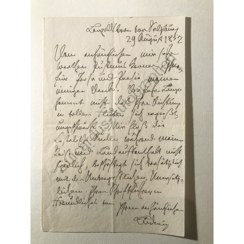 Leopoldskron 1857 - Schreiben an Justinus Kerner in Heilbronn
