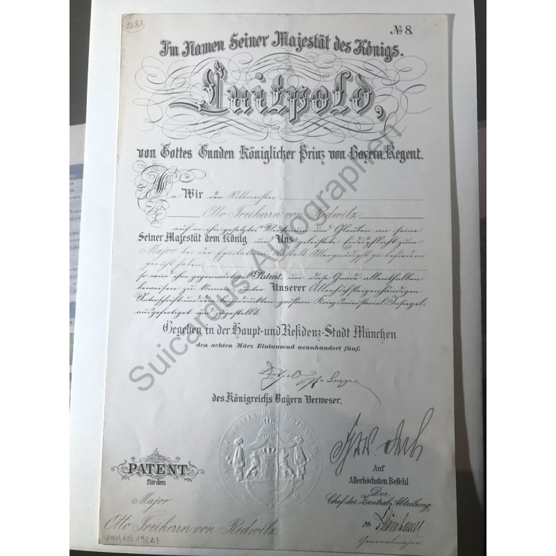 München, 8. März 1905 - Patent mit eigenhändiger Unterschrift