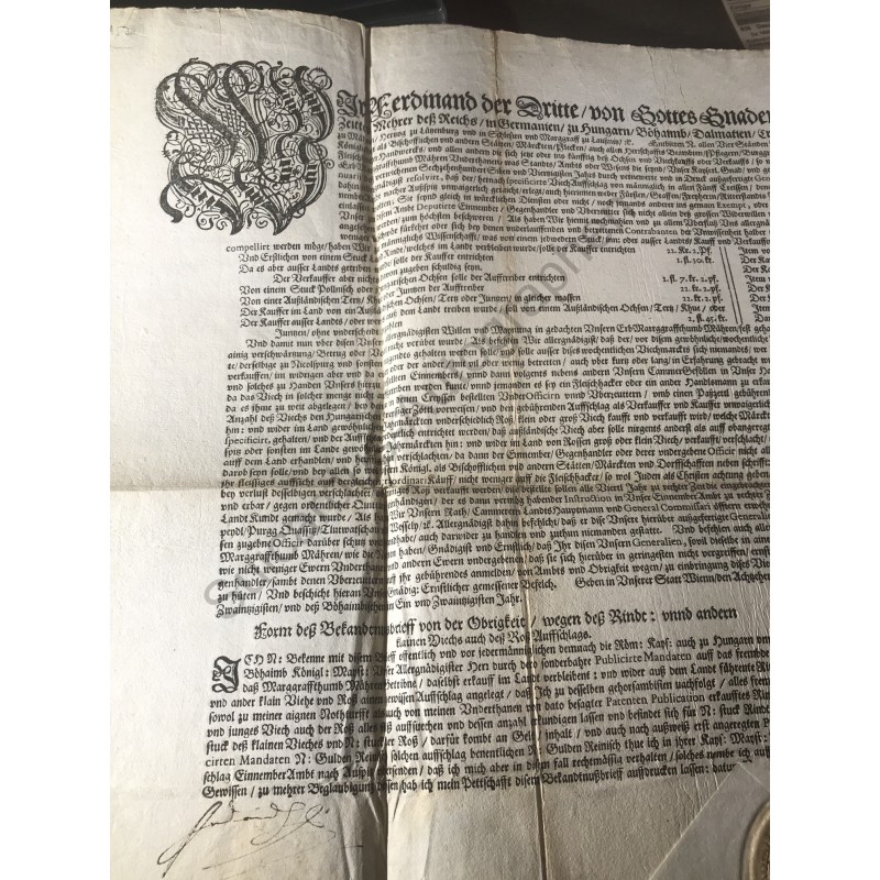 Wien, 18. November 1648 - Gedrucktes Mandat mit eigenhändiger Unterschrift